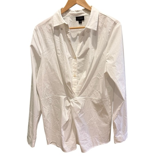 J Jill womens white long-sleeve shirt cinched front Size LT business casual - Picture 2 of 10